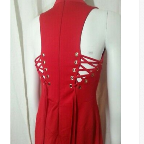 lola jersey mock neck gown with cutout and lace up - Picture 6 of 8